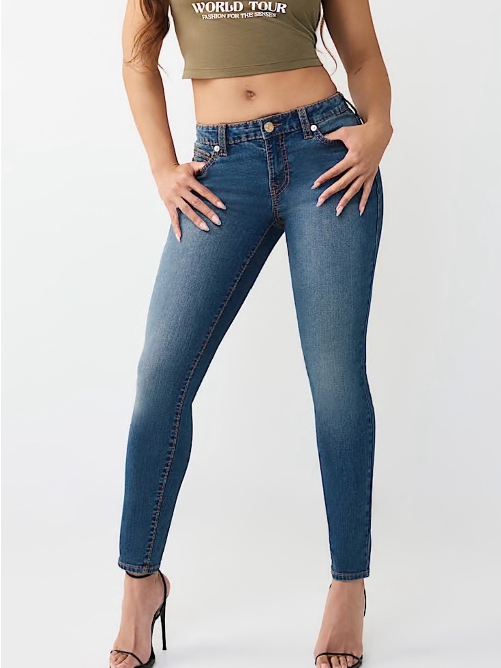Classic Mid-Rise Skinny Jeans in Medium Blue